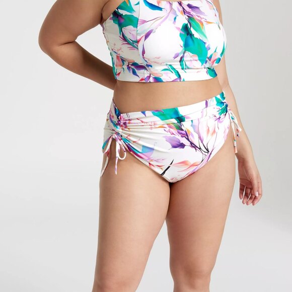 NWT CALIA Women's High Waisted Ruched Side Tie Swim Bottoms - Picture 6 of 12